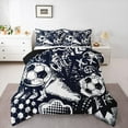 thumbnail image 3 of Homewish Cartoon Soccer Graffiti Bedding Comforter Set, Black White Honeycomb Abstract Twin Comforter Sets, Sports Lover Reversible Bedding Set, Super Cozy Room Decor, 2 Pieces, 3 of 8