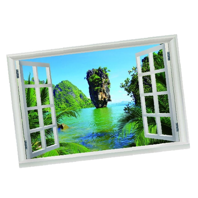 Calcomanía de Pared de Ventana 3D Calcomanías de Pared de Vinilo Decoración Mural de Pared Extraíble Poster para Dormitori F perfecl PVC Etiqueta de la pared 3D