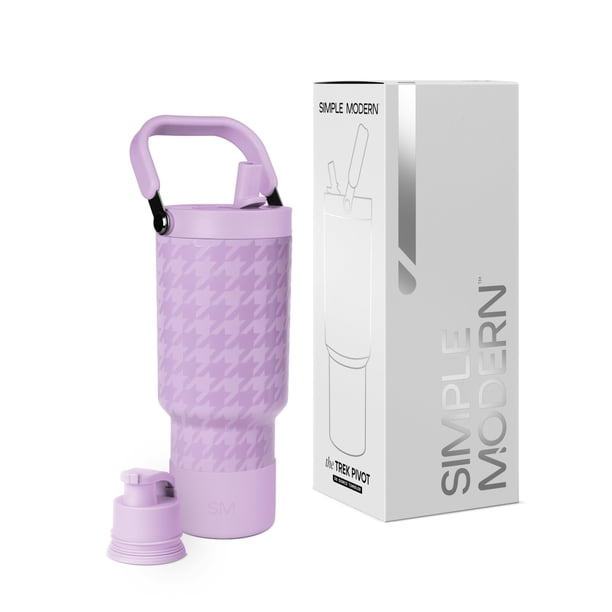 Pivote Trek Moderno Y Sencillo | Vaso Con Pajita Abatible De 30 Oz Con Asa | Botella De Agua Y Bota | Tapas Intercambiables Para Pajita Y Chug | Jarra Aislada De Acero Inoxidable | Deportes De Gimnasi