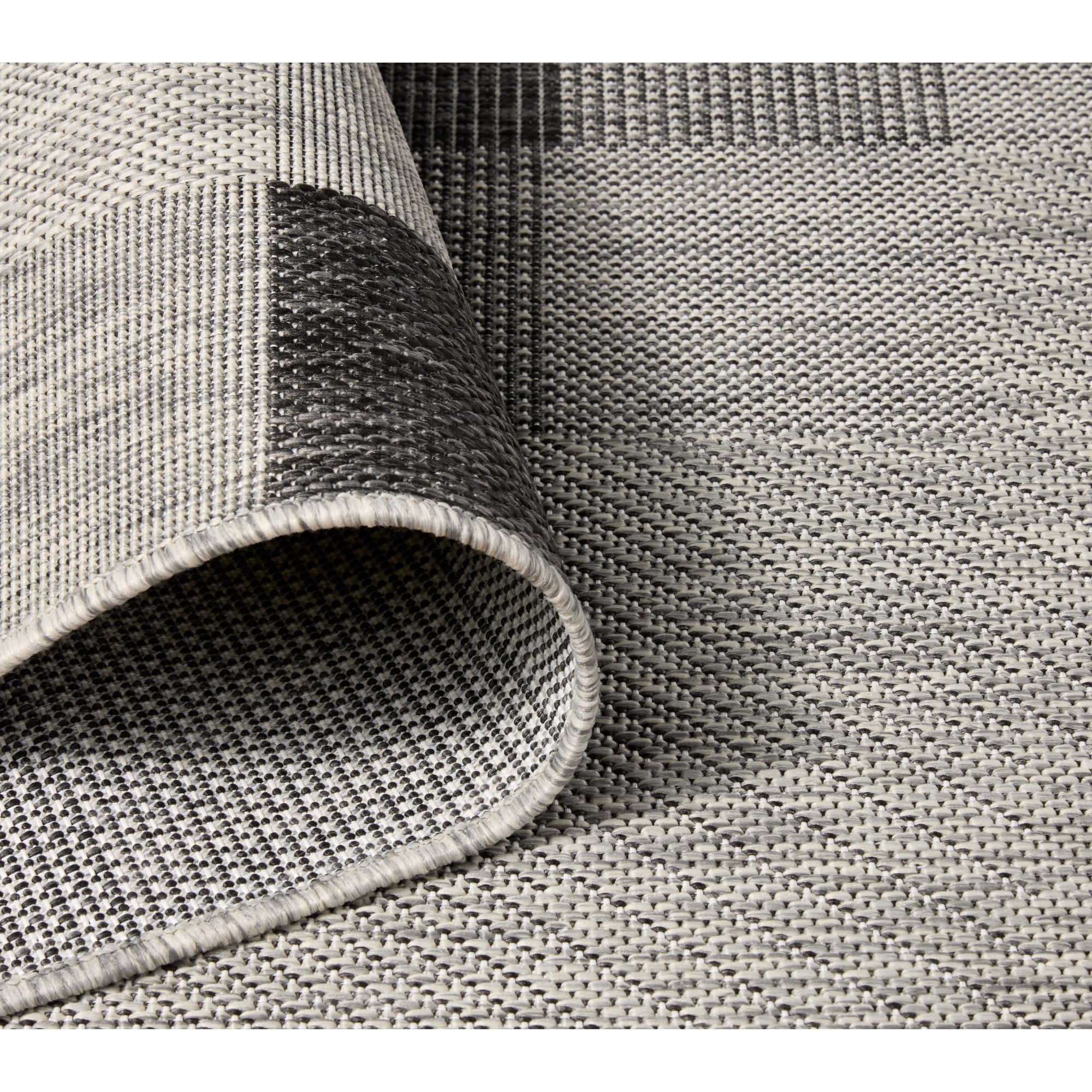 NICOLE MILLER NEW YORK Patio Country Ombre Chevron Indoor Outdoor Area Rug, UV Fade Resistant, Low Pile, Grey/Cream, 6'6"x9'2"