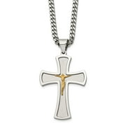 The Black Bow Stainless Steel & Gold Tone XL Crucifix Maltese Cross Necklace, 24 In