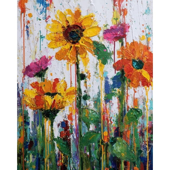 Paint by Numbers Adult DIY Hand Painted A sea of flowers Oil Painting Canvas Kits with Brush and Acrylic Gifts and Home Decoration Without Frame 40 x 50 cm