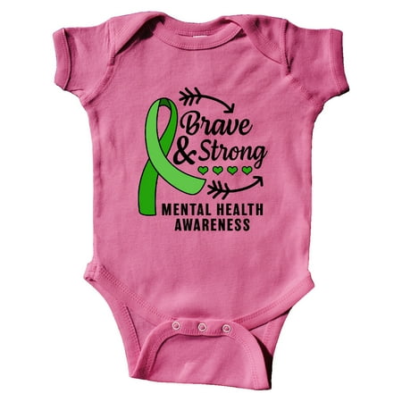 

Inktastic Mental Health Awareness Brave and Strong with Arrows Gift Baby Boy or Baby Girl Bodysuit