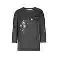 thumbnail image 4 of Fall Saving 2025 QUINDOS 3/4 Sleeve Womens Graphic Tee Shirts Plus Size Tops for Women Gray Casual Classic Fit Crew Neck with Pocket Tops, 4 of 5