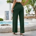 thumbnail image 5 of Yuhangmm Women's Pants Women Wide Leg Casual Pants High Waisted Stretchy Business Work Trousers Dressy Outfits with Pockets for Everyday Wear Dark Green L, 5 of 5