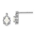thumbnail image 4 of 925 Sterling Silver Rhodium-plated Created Opal and Diamond Earrings, 4 of 6