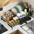 thumbnail image 4 of PHANCIR Escurreplatos Retráctil de Gran Capacidad, Escurreplatos Compacto de Acero Inoxidable con Soporte para Utensilios, Almacenamiento Que Ahorra Espacio y Organizador para Encimera de Cocina, Negro, 4 of 8