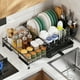 thumbnail image 4 of PHANCIR Escurreplatos Retráctil de Gran Capacidad, Escurreplatos Compacto de Acero Inoxidable con Soporte para Utensilios, Almacenamiento Que Ahorra Espacio y Organizador para Encimera de Cocina, Negro, 4 of 8