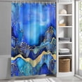 thumbnail image 3 of Ombre Blue Gold Marble Texture Fabric Shower Curtain Waves Abstract Art Washable Shower Curtains for Bathroom, Waterproof Bath Curtain with Hooks Home Decor 36x72in, 3 of 8