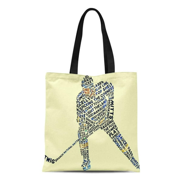 JSDART Canvas Tote Bag Text Hockey Player Terminology Ice Ideas Inspirational Hocky Reusable Handbag Shoulder Grocery Shopping Bags