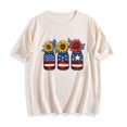 thumbnail image 4 of 2025 Women's Patriotic Sunflower T-Shirt - American Flag & Stars Print | 4th of July Short Sleeve Independence Day Graphic Top, 4 of 5