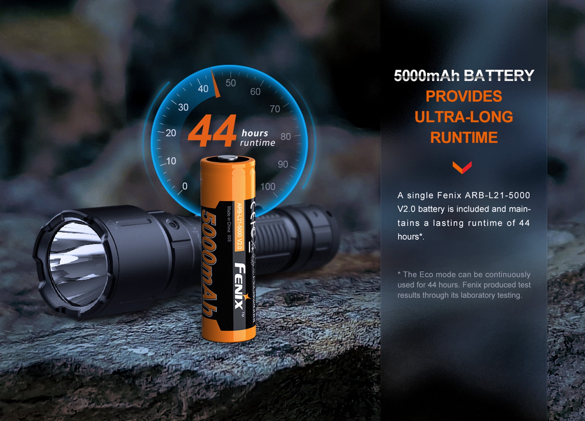Fenix WF26R 3000 Lumen Rechargeable Duty Flashlight with Charging Cradle