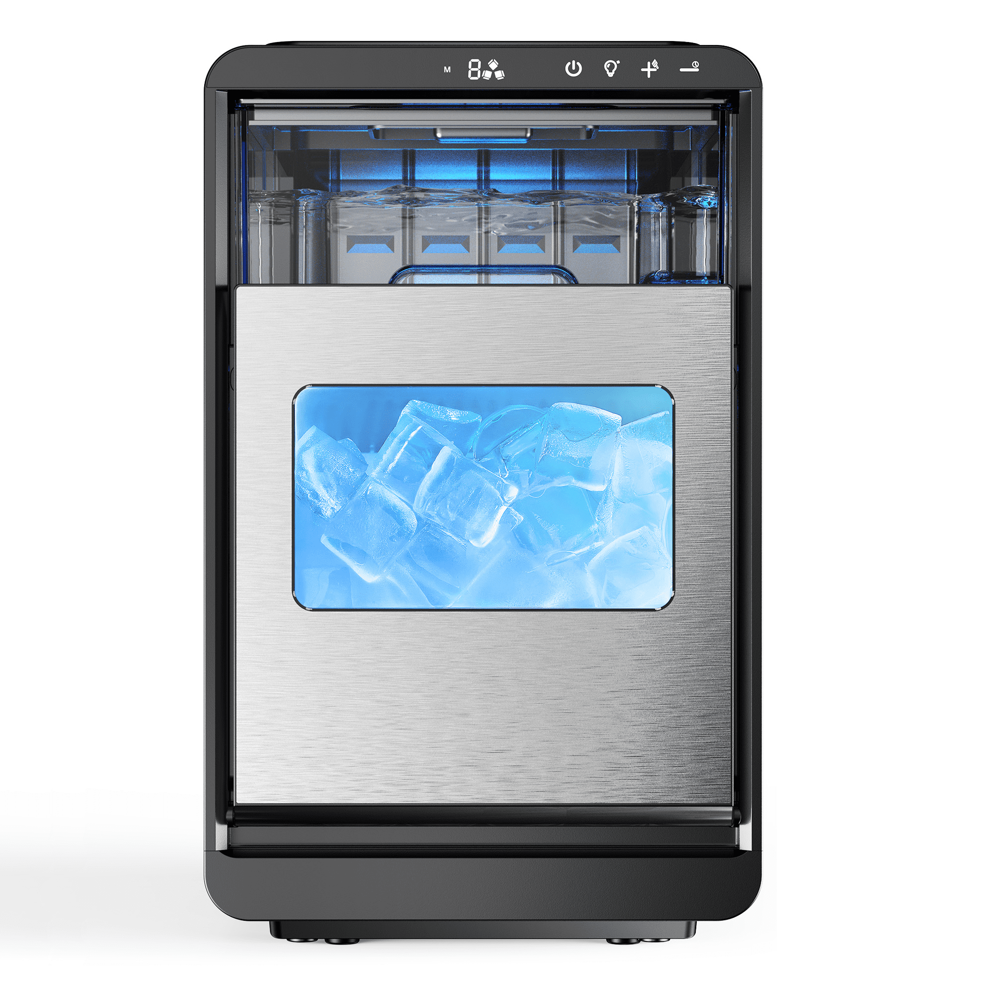 Simzlife Crescent Ice Makers Countertop, 35.9Lbs/24H, 16Pcs in 12Mins, Auto Deep Cleaning, Timer, Portable Crescent Ice Maker Countertop with Crystal-Clear Ice Cubes for Home/Office/Party