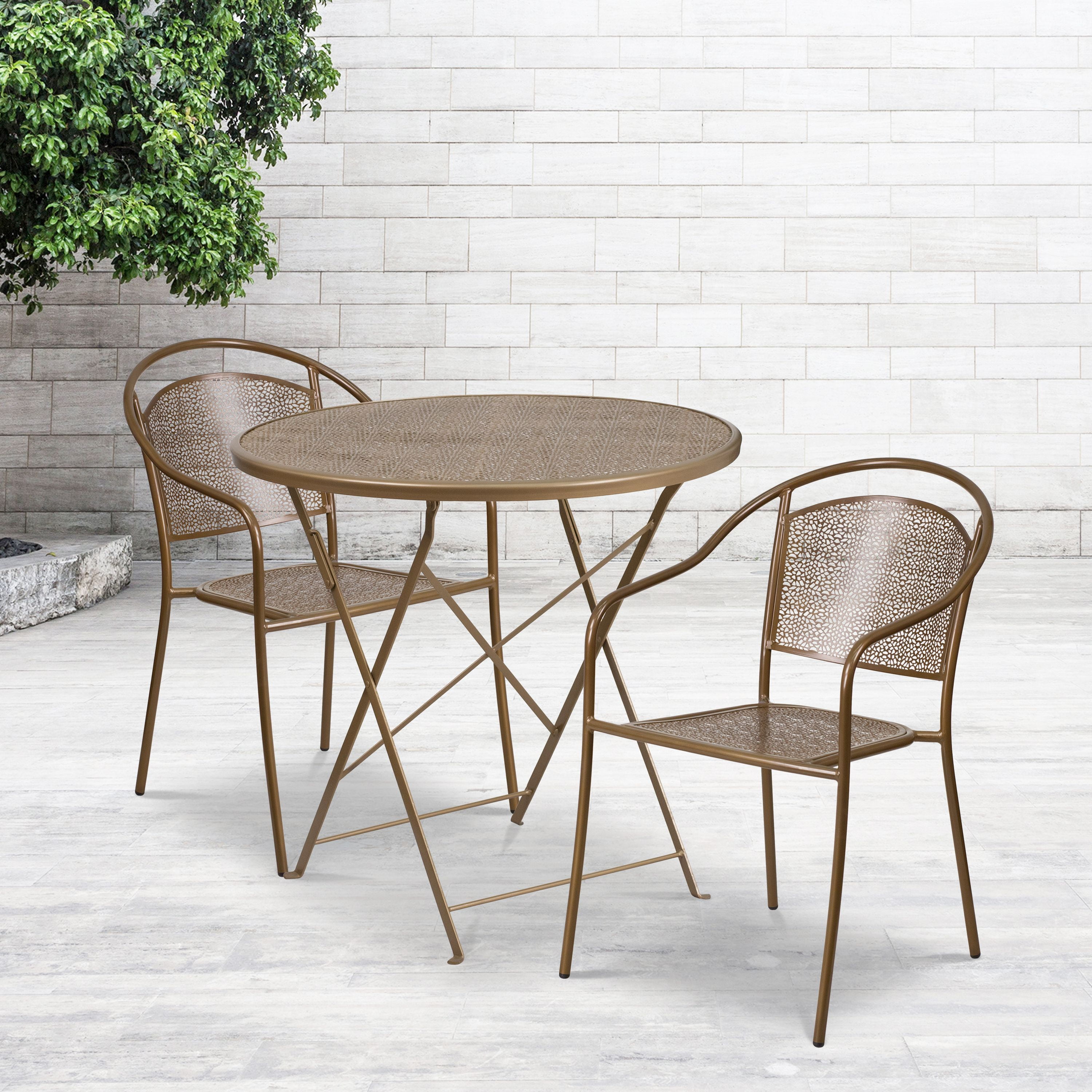 Flash Furniture 30 Round Indoor Outdoor Steel Folding Patio