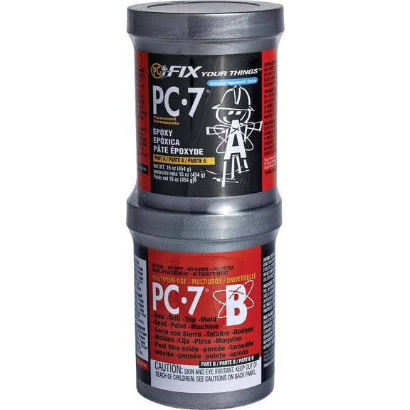 PC Products PC-7 Epoxy Adhesive Paste, Two-Part Heavy Duty, 1lb in Two Cans, Charcoal Gray 167779
