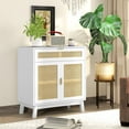 thumbnail image 2 of HOMCOM Buffet Boho avec Portes en Rotin, Blanc, 2 of 10
