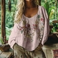 thumbnail image 2 of Women Boho Floral Shirts V Neck Long Sleeve Button Down Casual Loose Top, 2 of 4