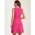 thumbnail image 4 of DARING DIVA Work Solid Color Sleeveless A-Line Flared Dresses XS Hot Pink, 4 of 6