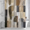 thumbnail image 3 of Abstract Color Block Shower Curtain for Bathroom Decor, Brown Beige Geometric Modern Art Waterproof Fabric Shower Curtain, 72"x96" Set with 12 Hooks, 3 of 9