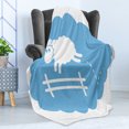thumbnail image 4 of Fence Soft Flannel Fleece Blanket, Sheep Jumping over a Fence in Cloud Sleep Bubble Kids Baby Shower Cartoon, Cozy Plush for Indoor and Outdoor Use, 50" x 70", Pale Azure Blue White, by Ambesonne, 4 of 5