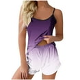 thumbnail image 2 of Maqroz Soft Pajama Set for Women Gradient Pajama Sets Spaghetti Strap Cami Top and Shorts Soft Satin Sleepwear Ombre Color Nightwear Lightweight Loungewear for Summer Comfy Home Wear, 2 of 5