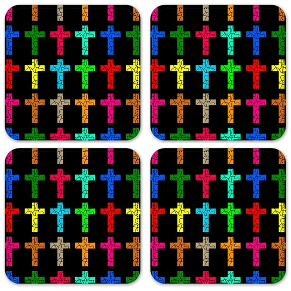 Vinyl Drink Coasters - Set of 4 - Color Crosses