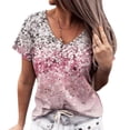 thumbnail image 2 of Guardurnaity Camiseta de mujer con estampado de degradado, blusa informal con cuello en V y parte suelta, rosa, S Prendas para la parte del cuerpo Rosado S Guardurnaity AP002165-01, 2 of 5
