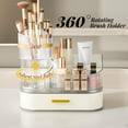 thumbnail image 2 of Makeup Organizer for Vanity with Stackable Drawers, 360 Rotating Makeup Brush Holder Large Cosmetic Display Case for Dresser, Bathroom Countertop Skincare Organizers and Storage, Elegant White, 2 of 17