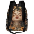 thumbnail image 3 of Lsque Whimsical Flower Crown Maiden Pattern Backpack – School Travel Canvas Daypack with Ergonomic Padded Straps, Multiple Compartments & Leather Handle, 3 of 5