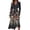 Navy, variant on Women's Autumn Winter Casual Fashion V-Neck Long-sleeved Floral Print Long Dress, Black, Size L