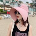 thumbnail image 4 of Fashionable Travel Bucket Hat UV Protection Big Brim Visor Summer Hat Beach Sunhats Women Hat Sun Protection Cap KHAKI, 4 of 8