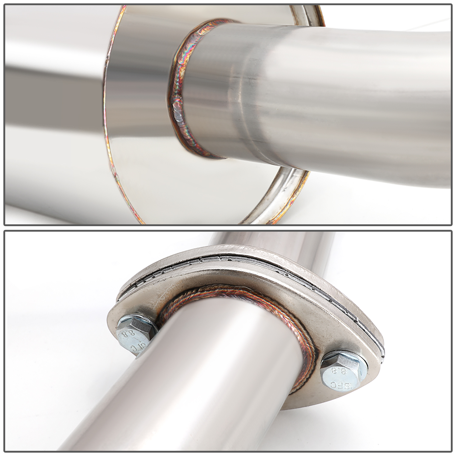 DNA Motoring For 03-06 Honda Accord 2DR 4CYL 4" Muffler Tip Stainless Steel Exhaust Catback System