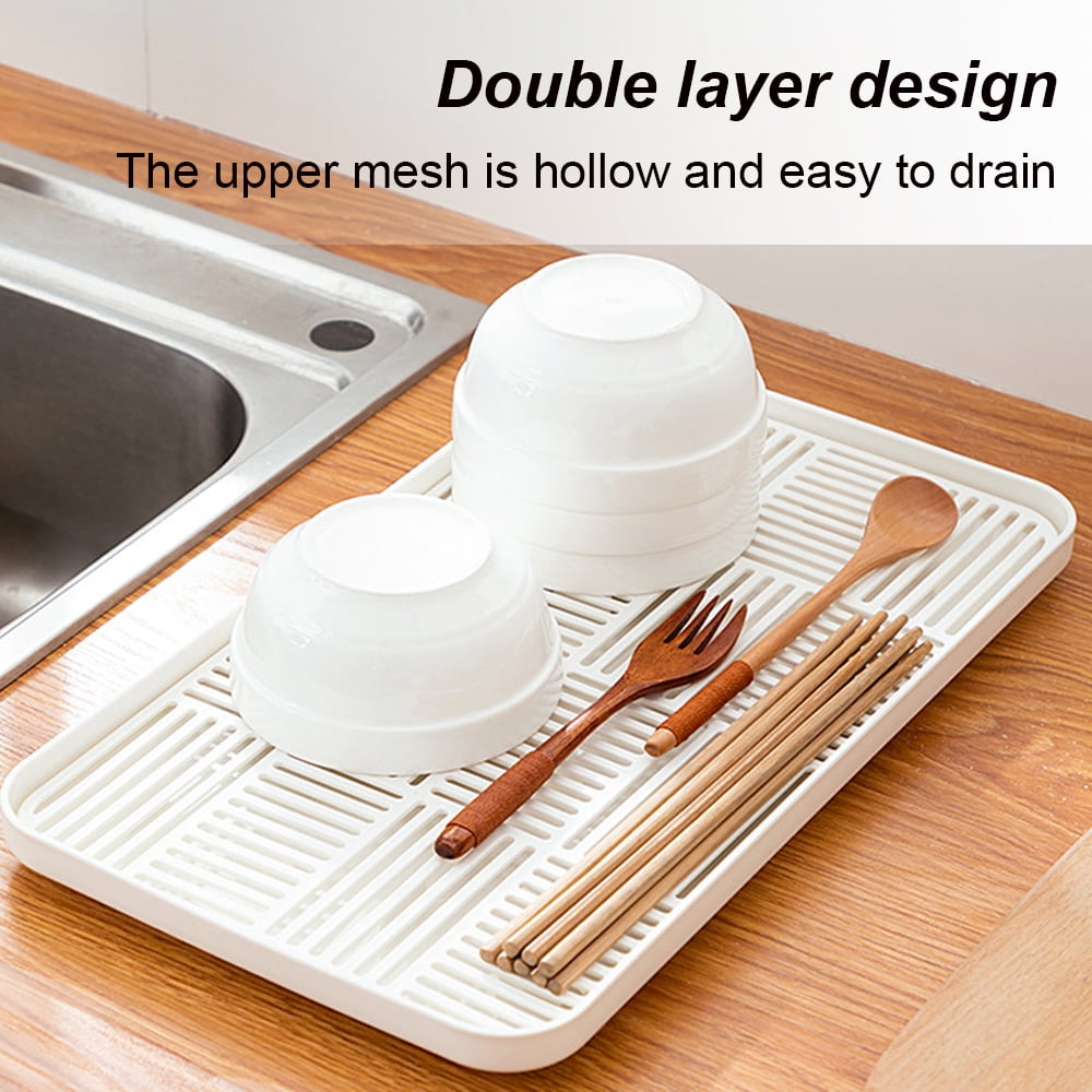 BUTORY Drain Tray,Kitchen Drying Board Tray Multifunctional Double Layer Dish Drying Rack