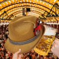 thumbnail image 2 of Beer Theme Pork Pie Hat Homburg Hat Feather Widget Lovely Gentlemen Headdress Hat Trilby for Gentlemen, 2 of 5