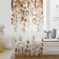 thumbnail image 6 of Brown Eucalyptus Leaves Sheer Curtains 45 Inches Long, Spring Summer Botanical Light Filering Curtains, Breathable Simi Curtain Privacy Drapes for Kitchen Bathroom Lightweight Small Window Treatment, 6 of 9