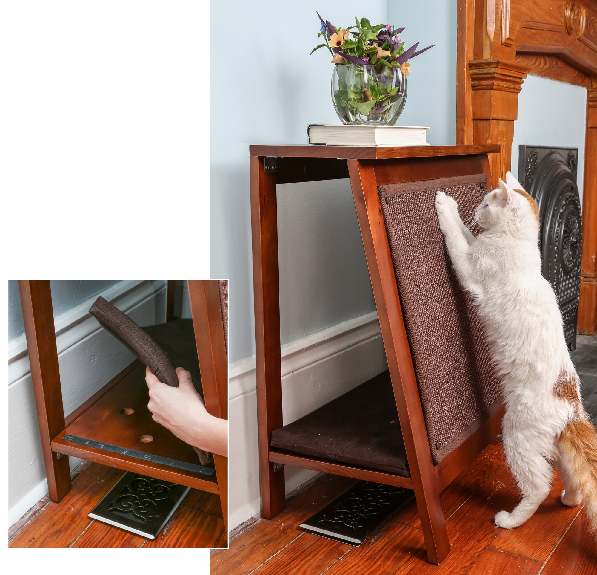 The Refined Feline A-Frame Cat Bed, Mahogany