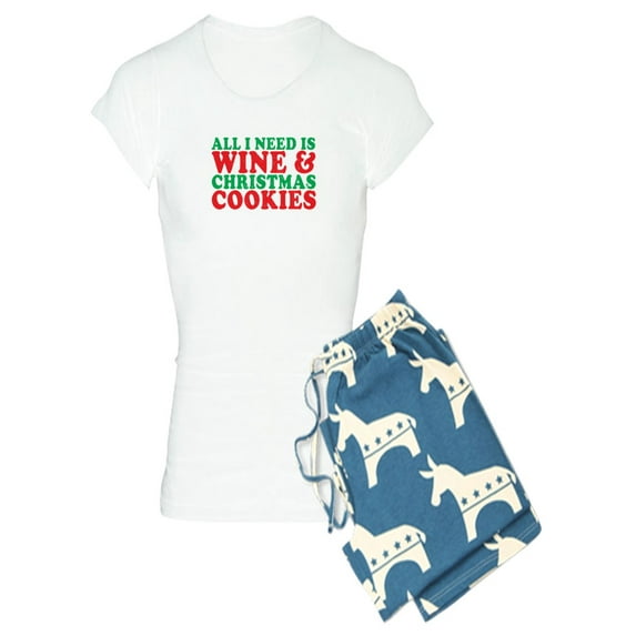 CafePress - All I Need Is Wine And Christmas Cookies Pajamas - Women's Light Pajamas