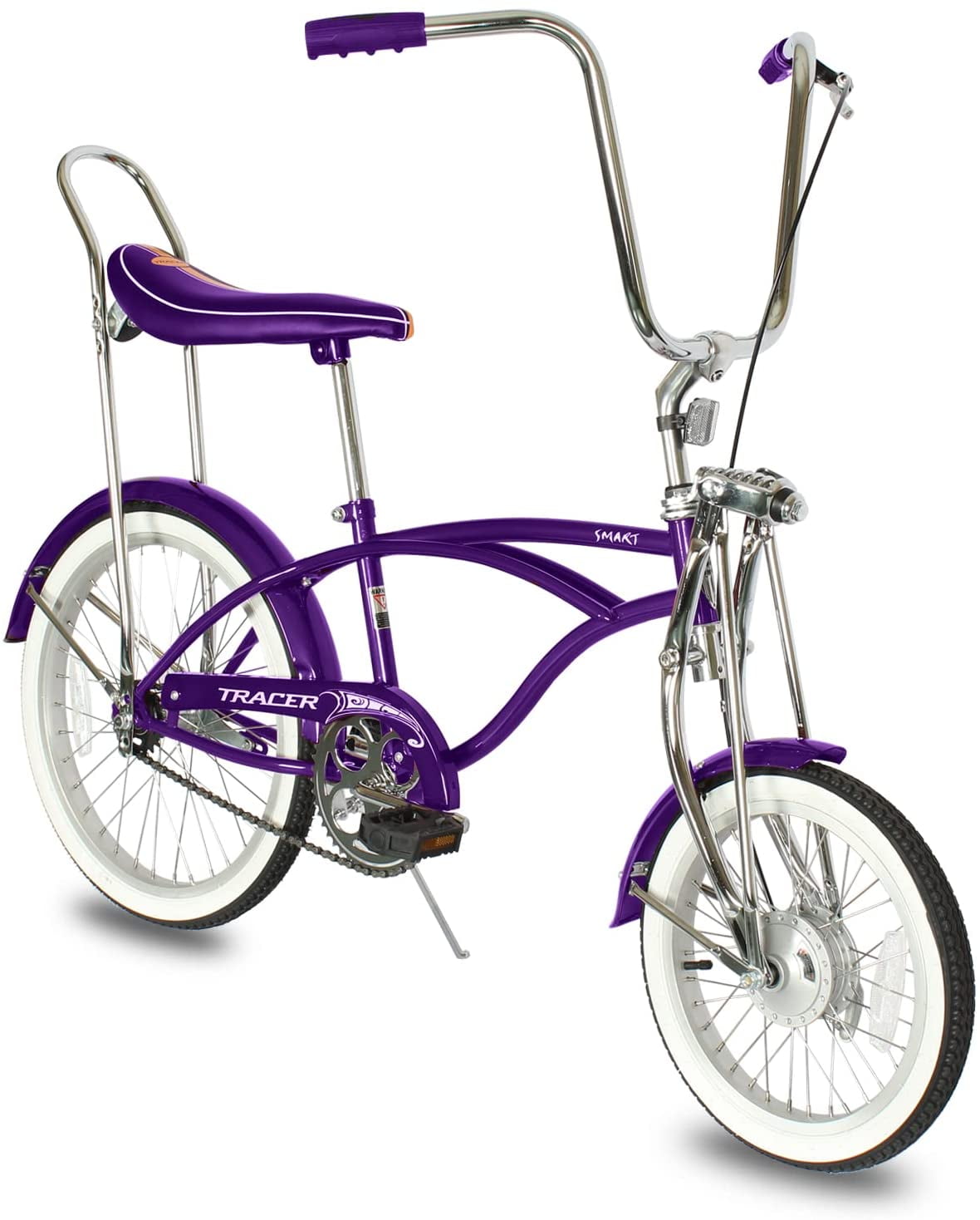 Wonder Wheels 16" Lowrider Hi-Ten Steel Drum Brake Single Speed Bicycle with One Piece Crank and Alloy Rims - Purple