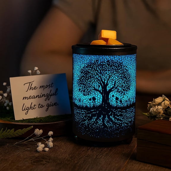 Electric Wax Melt Warmer PTC Heating Plate with 7 Colors LED Changing Light Wax Warmer Fragrance Warmer for Home Office Gifts & Decor(Black Forest)