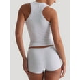 thumbnail image 5 of Women'S Slim Fit Sports Shorts Set Sleeveless Top and Shorts White Flowers&Gray XL, 5 of 7