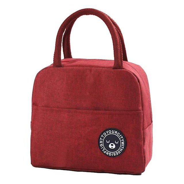 Bolsa térmica para el almuerzo, pequeña bolsa térmica plegable para el trabajo y la escuela, bolso de mano para picnic para mujeres, adultos, estudiantes y niños (rojo)