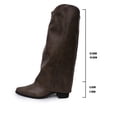 thumbnail image 6 of Leather Knee High Boots for Women Fold Over Chunky High Heel Pull on Pointed Toe Tall Long Dress Going Out Boot for Women Khaki 9.5(43), 6 of 9