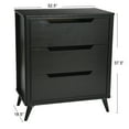 thumbnail image 3 of Main + Mesa Yume Mid Century Modern Solid Wood Dresser Chest of 3 Drawers, Black Stain Finish, 3 of 5