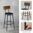 thumbnail image 5 of 3 Piece Pub Dining Set, Modern Bar Table and Stools for 2 Kitchen Counter Height Bar Table with Shelf and Upholstered Stool with Backrest  for Breakfast Nook Living Room Small Space Restaurant, Brown, 5 of 9
