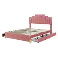 thumbnail image 6 of Full Size Platform Bed Frame with 4 Lighting Modes LED Lights and 4 Drawers, Velvet Upholstered Irregular Platform Bed Frame, 6 of 8