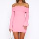 thumbnail image 1 of Vestido De Otoño Vestido de otoño para mujer, vestido ceñido al cuerpo con cuello oblicuo, traje de vacaciones de estilo Sexy ajustado Kuymtek Rosa S para Mujer, 1 of 5