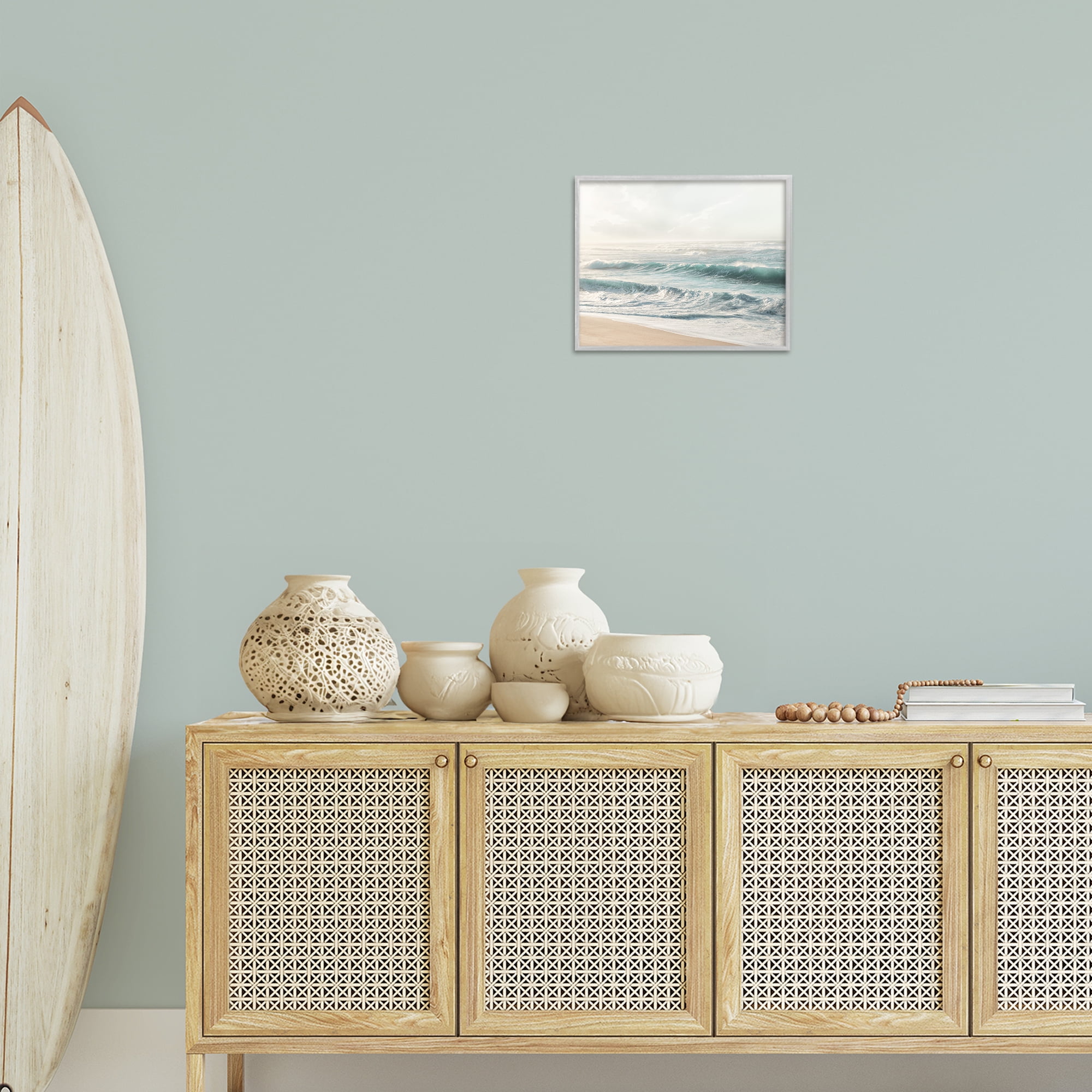 Stupell Industries Distant Beach View Landscape Photography Gray Framed Art Print Wall Art, 14 x 11
