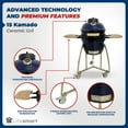 thumbnail image 4 of Lifesmart 15 inch Kamado Ceramic Charcoal Grill with Stainless Steel Cart, 4 of 13