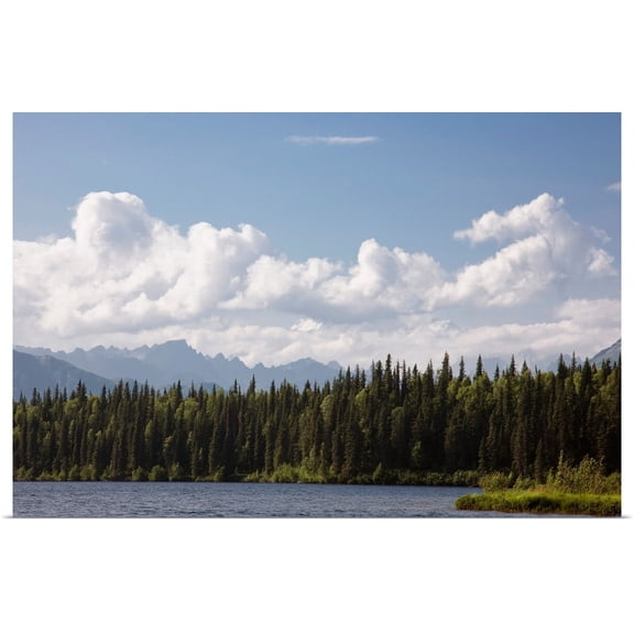 Great BIG Canvas | "View of the Alaska Range from Byers Lake, Summer, Denali State Park, Southcentral Alaska" Art Print - 48x32
