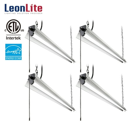 LEONLITE 4 PACK-ENERGY STAR & ETL Certified-4ft 40W LED Utility Shop Light, Linkable Ceiling Shop Lights, Double Integrated LED Fixture, 5000K, for Garage, Basement,
